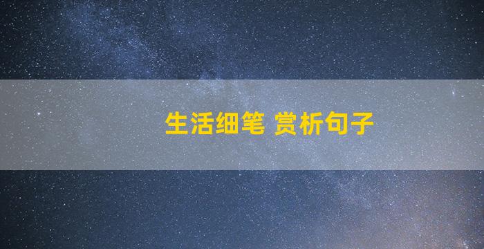 生活细笔 赏析句子